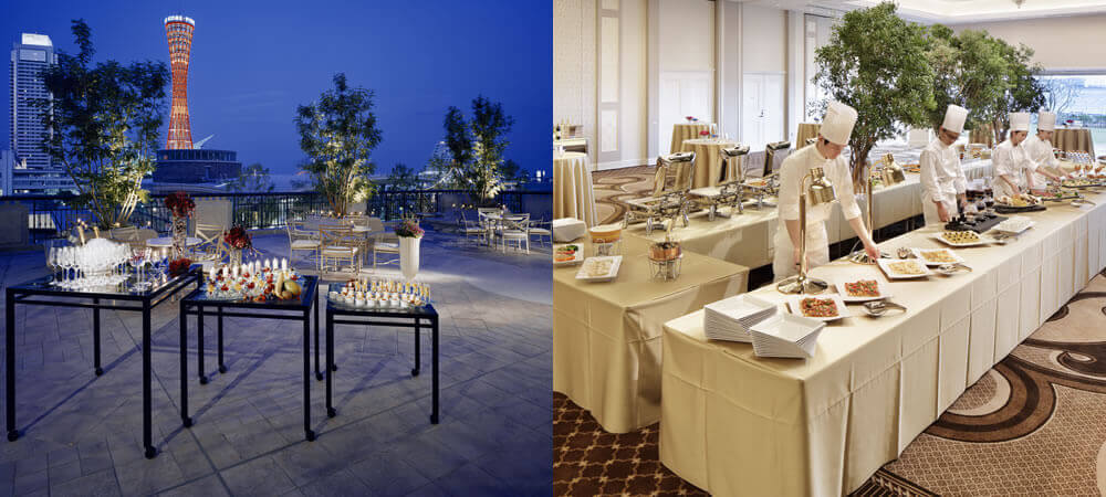ホテル ラ・スイート神戸ハーバーランドガーデンテラスの夜景とラ・スイート神戸オーシャンズガーデンホール